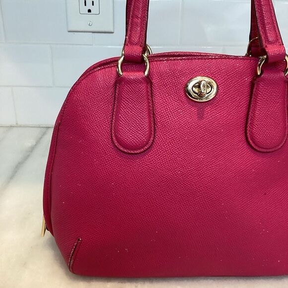 Coach Prince Street Cross Grain Leather Mini Convertible Domed Satchel Bag - Picture 2 of 15